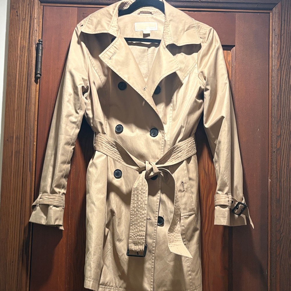 Michael Kors Beige Double-Breasted Trench Coat